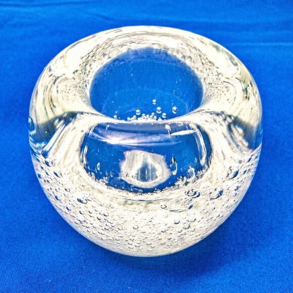 VTG Clear Blown Glass Bubbles Votive Candle Holder - Picture 2 of 10